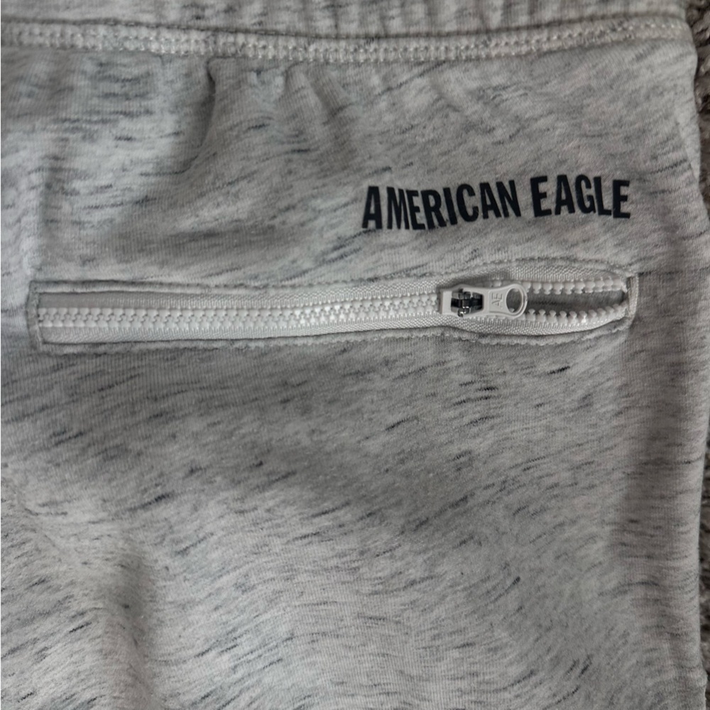 American Eagle Jogger Sweatpants Men’s M Warm Heather Gray Zip Pocket Drawstring - Picture 8 of 8